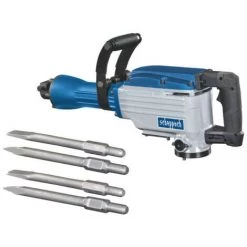 Pack SCHEPPACH Marteau Piqueur 1600W - AB1600 - 2 Burins Plat - 2 Pointerolles - 30 Mm