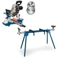 Scheppach Spécial Scheppach ! Scie à Onglet Composée Coulissante HM254 - 2000W | 255mm | Laser, LED Et Table Rotative | 2 Lames De Scie + Support UMF2000