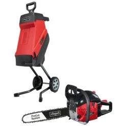 Pack SCHEPPACH Broyeur électrique - 2400 W - 2 Sac Collecteurs - GS55 - Tronçonneuse Thermique ProCut - 46 Cm - 1800 W - CSH46