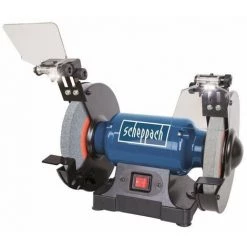 SCHEPPACH Touret A Meuler SM200L Ø 200 Mm Avec Meule De Dégrossissage De Grain 30 Et 60 - 500 W